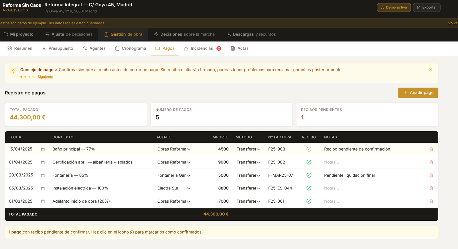 App Reforma Sin Caos - gestión de obra