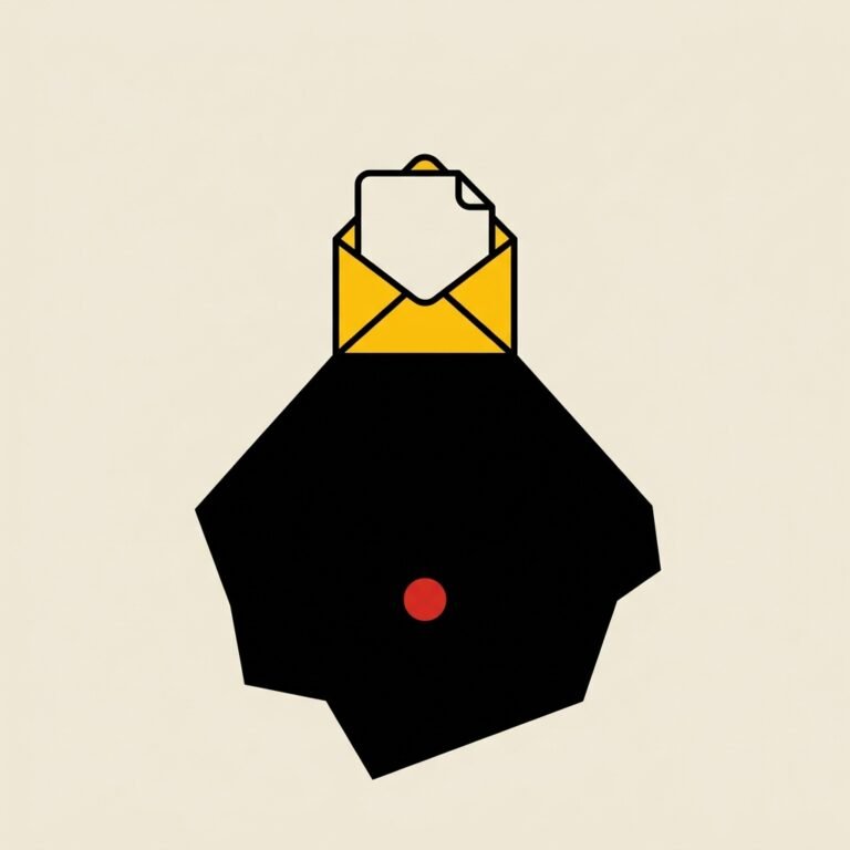 Sobre amarillo pequeño de donde sale un papel proyectando una enorme sombra negra con un círculo rojo