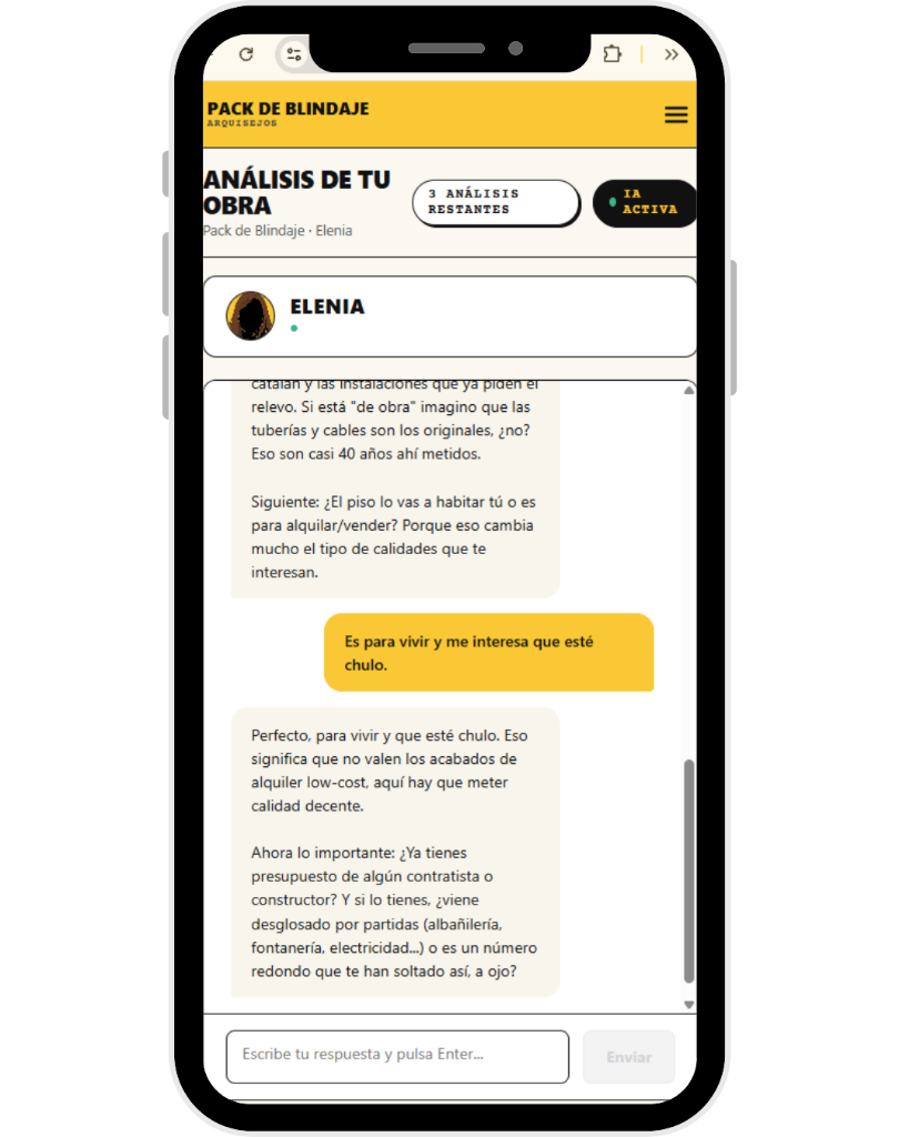 Elenia conversación sobre el presupuesto de tu reforma.