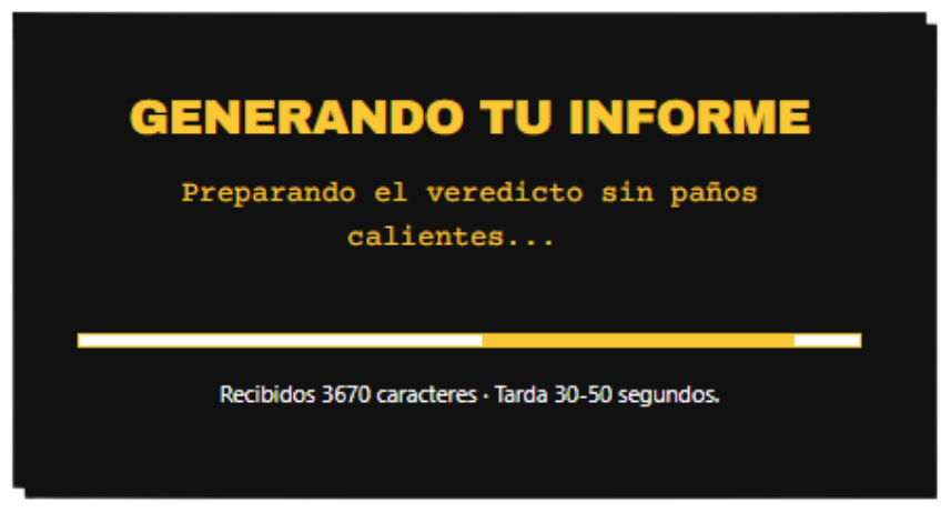 La aplicación generando el informe personalizado.