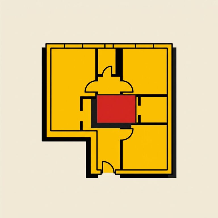 Ilustración conceptual de plano de planta y circulación en viviendas pequeñas