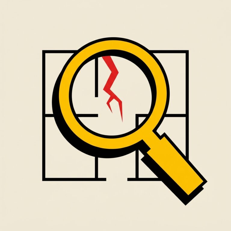 Ilustración conceptual de lupa revisando el plano de una vivienda antes de reformar